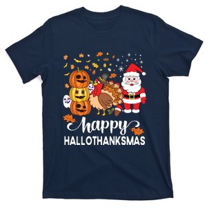 Happy Hallothanksmas Halloween Thanksgiving Christmas Day Long Sleeve T-Shirt