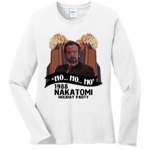 Ho Ho Ho Hans Gruber 1988 Nakatomi Holiday Party Christmas Ladies Long Sleeve Shirt