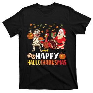 Happy Hallothanksmas Halloween Thanksgiving Christmas Day Long Sleeve T-Shirt