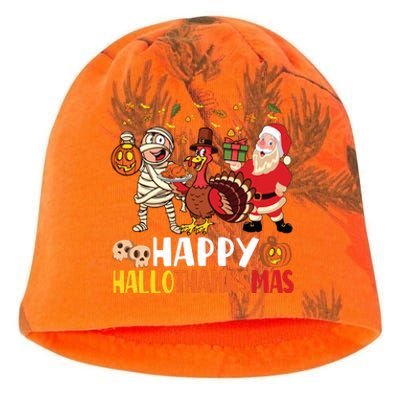 Happy Hallothanksmas Halloween Thanksgiving Christmas Day Long Sleeve Kati - Camo Knit Beanie