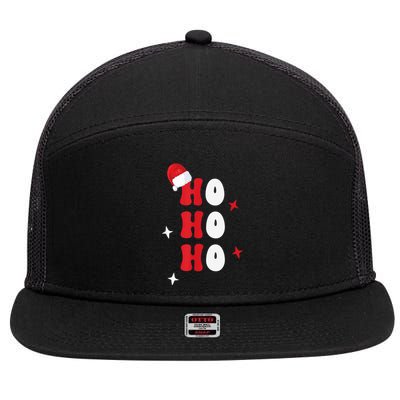 Ho Ho Ho Holiday Apparel, Hohoho Christmas Holiday Outfit 7 Panel Mesh Trucker Snapback Hat