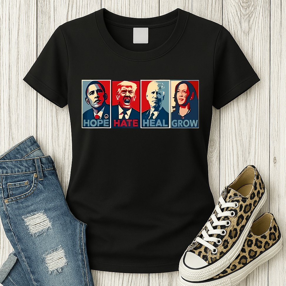 Hope Hate Heal Grow Womens T-Shirt