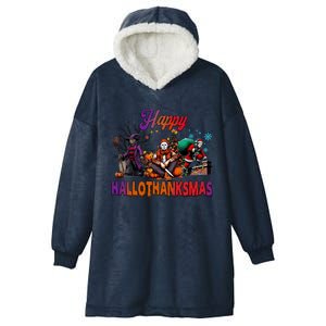 Happy Hallothanksmas Horror Characters Freddy Voorhees Christmas Hooded Wearable Blanket