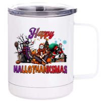 Happy Hallothanksmas Horror Characters Freddy Voorhees Christmas 12 oz Stainless Steel Tumbler Cup