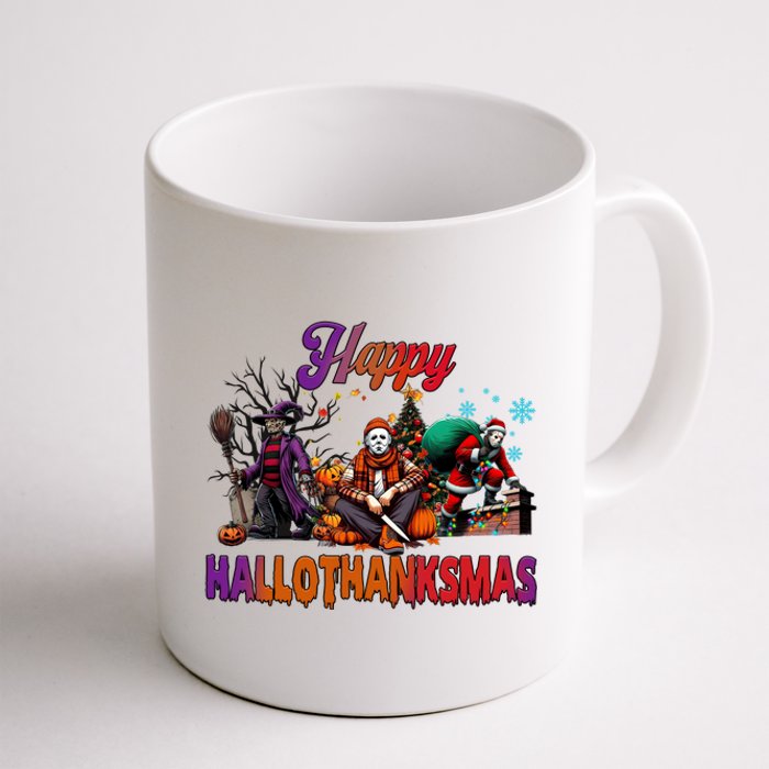 Happy Hallothanksmas Horror Characters Freddy Voorhees Christmas Coffee Mug