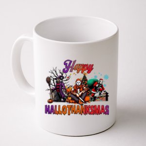 Happy Hallothanksmas Horror Characters Freddy Voorhees Christmas Coffee Mug