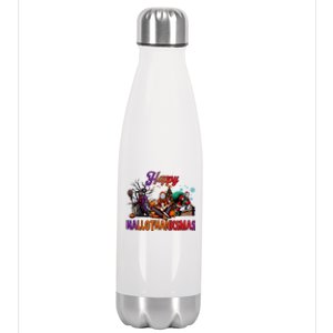 Happy Hallothanksmas Horror Characters Freddy Voorhees Christmas Stainless Steel Insulated Water Bottle