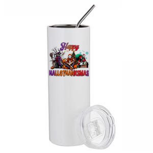 Happy Hallothanksmas Horror Characters Freddy Voorhees Christmas Stainless Steel Tumbler