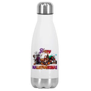 Happy Hallothanksmas Horror Characters Freddy Voorhees Christmas Stainless Steel Insulated Water Bottle