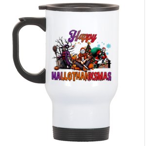 Happy Hallothanksmas Horror Characters Freddy Voorhees Christmas Stainless Steel Travel Mug