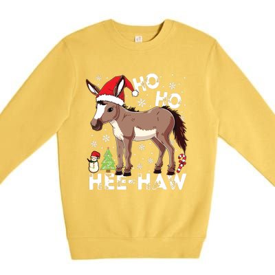 Ho Ho Hee Haw Donkey Christmas Pajama Funny Farmer Premium Crewneck Sweatshirt