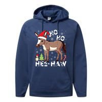 Ho Ho Hee Haw Donkey Christmas Pajama Funny Farmer Performance Fleece Hoodie