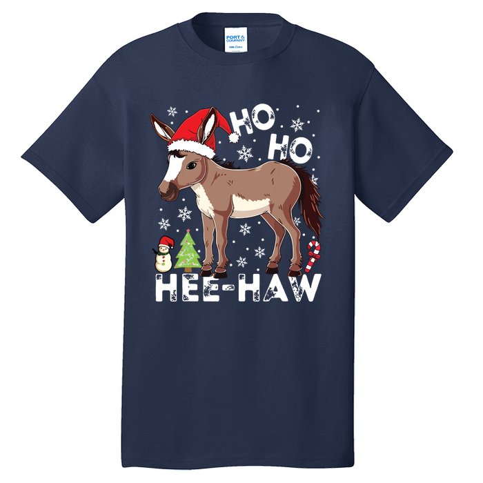 Ho Ho Hee Haw Donkey Christmas Pajama Funny Farmer Tall T-Shirt