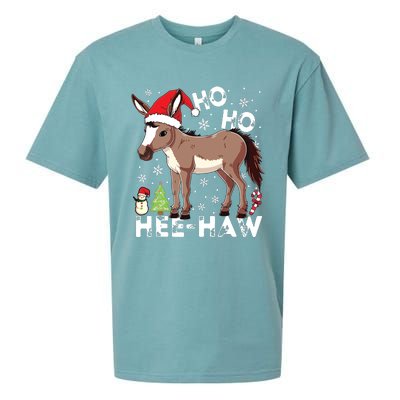 Ho Ho Hee Haw Donkey Christmas Pajama Funny Farmer Sueded Cloud Jersey T-Shirt