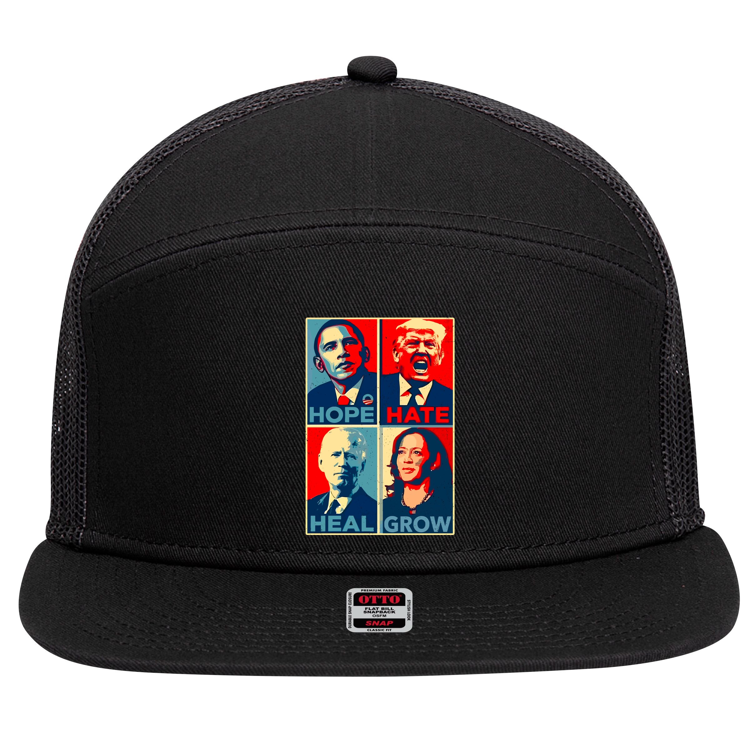 Hope Hate Heal Grow 7 Panel Mesh Trucker Snapback Hat