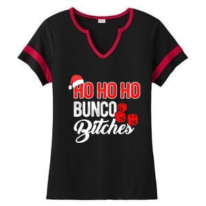 Ho Ho Ho Bunco Bitches Funny Sassy Bunco Christmas Saying Gift Ladies Halftime Notch Neck Tee