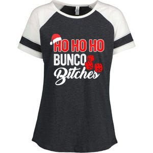 Ho Ho Ho Bunco Bitches Funny Sassy Bunco Christmas Saying Gift Enza Ladies Jersey Colorblock Tee