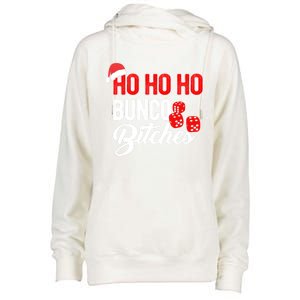 Ho Ho Ho Bunco Bitches Funny Sassy Bunco Christmas Saying Gift Womens Funnel Neck Pullover Hood