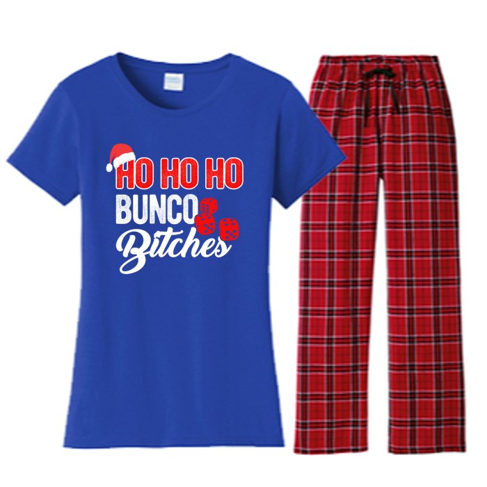 Ho Ho Ho Bunco Bitches Funny Sassy Bunco Christmas Saying Gift Women's Flannel Pajama Set