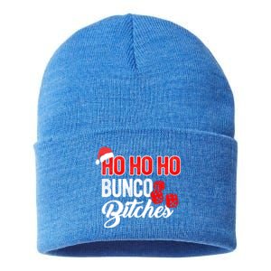 Ho Ho Ho Bunco Bitches Funny Sassy Bunco Christmas Saying Gift Sustainable Knit Beanie