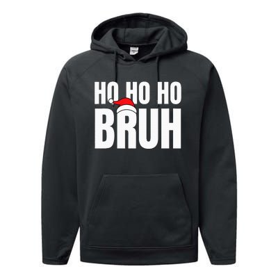 Ho Ho Ho Bruh Funny Christmas Holiday Teen Gift Santa Hat Performance Fleece Hoodie