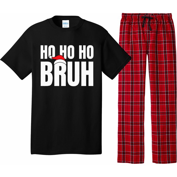 Ho Ho Ho Bruh Funny Christmas Holiday Teen Gift Santa Hat Pajama Set