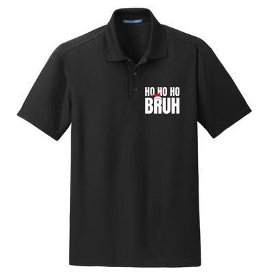 Ho Ho Ho Bruh Funny Christmas Holiday Teen Gift Santa Hat Dry Zone Grid Polo