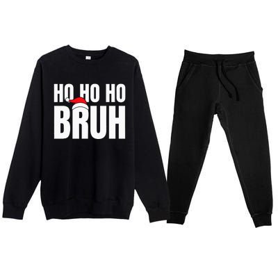 Ho Ho Ho Bruh Funny Christmas Holiday Teen Gift Santa Hat Premium Crewneck Sweatsuit Set