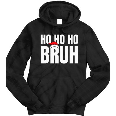 Ho Ho Ho Bruh Funny Christmas Holiday Teen Gift Santa Hat Tie Dye Hoodie