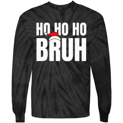 Ho Ho Ho Bruh Funny Christmas Holiday Teen Gift Santa Hat Tie-Dye Long Sleeve Shirt