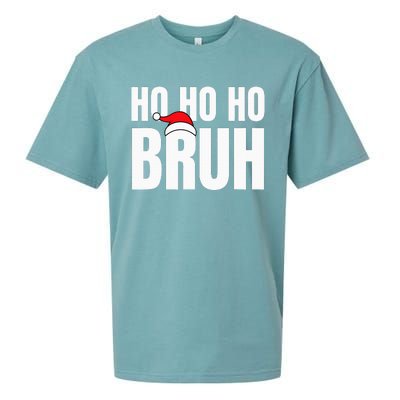 Ho Ho Ho Bruh Funny Christmas Holiday Teen Gift Santa Hat Sueded Cloud Jersey T-Shirt