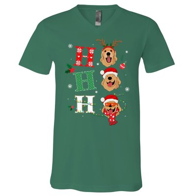 Ho Ho Ho Retrievers Golden Xmas Outfit Christmas Costume V-Neck T-Shirt