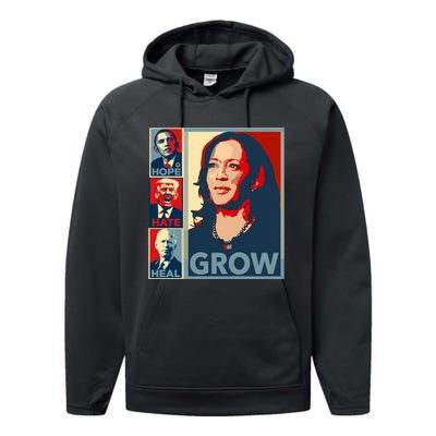 Hope Hate Heal Grow Performance Fleece Hoodie