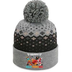 Happy Hallothanksmas Halloween Thanksgiving Christmas The Baniff Cuffed Pom Beanie