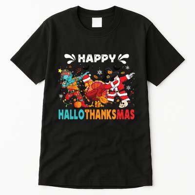 Happy Hallothanksmas Halloween Thanksgiving Christmas Tall T-Shirt