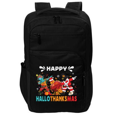 Happy Hallothanksmas Halloween Thanksgiving Christmas Impact Tech Backpack