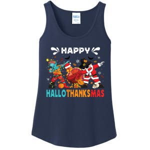 Happy Hallothanksmas Halloween Thanksgiving Christmas Ladies Essential Tank