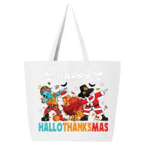 Happy Hallothanksmas Halloween Thanksgiving Christmas 25L Jumbo Tote