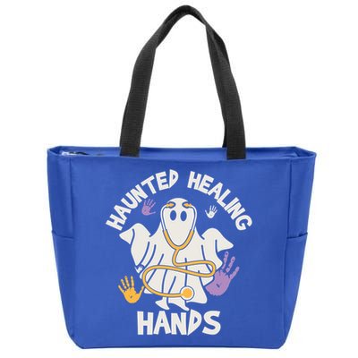 Haunted Healing Hands Nurse Ghost Scrub Halloween Costume Gift Zip Tote Bag