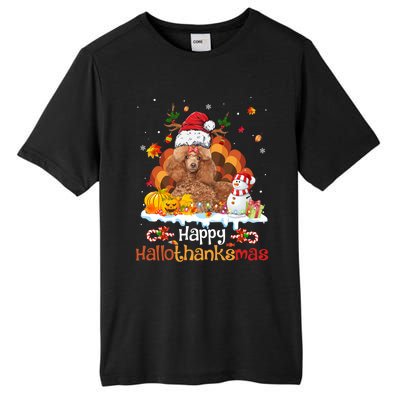 Happy Hallothanksmas Halloween Thanksgiving Christmas Poodle Gift Tall Fusion ChromaSoft Performance T-Shirt