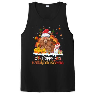 Happy Hallothanksmas Halloween Thanksgiving Christmas Poodle Gift PosiCharge Competitor Tank