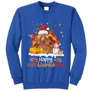 Happy Hallothanksmas Halloween Thanksgiving Christmas Poodle Gift Sweatshirt