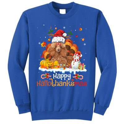 Happy Hallothanksmas Halloween Thanksgiving Christmas Poodle Gift Sweatshirt