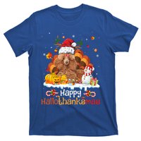 Happy Hallothanksmas Halloween Thanksgiving Christmas Poodle Gift T-Shirt