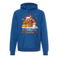 Happy Hallothanksmas Halloween Thanksgiving Christmas Poodle Gift Premium Hoodie