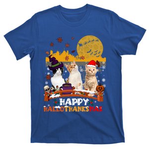 Happy Hallothanksmas Halloween Thanksgiving XMas Cat Lovers Gift T-Shirt