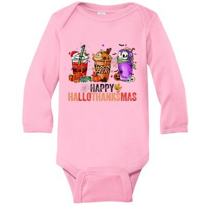 Happy Hallothanksmas Halloween Thanksgiving Christmas Gifts Baby Long Sleeve Bodysuit