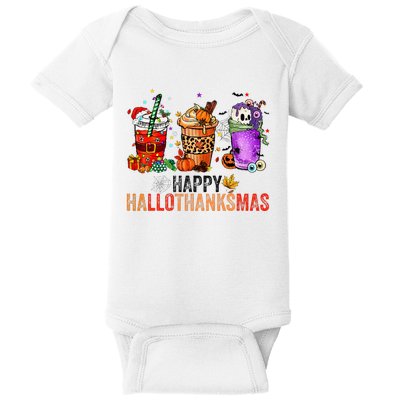 Happy Hallothanksmas Halloween Thanksgiving Christmas Gifts Baby Bodysuit