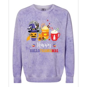 Halloween Happy Hallothanksmas Coffee Latte Thanksgiving Colorblast Crewneck Sweatshirt