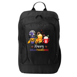 Halloween Happy Hallothanksmas Coffee Latte Thanksgiving City Backpack